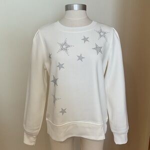 NWT Northern Reflections Winter White Stars Crew Neck Sweatshirt Top Size S